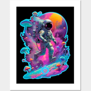 Psychedelic mushroom astronaut Posters and Art